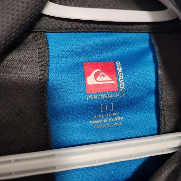 Quiksilver QDG2005 Grey Pullover Jacket L 1/4 Zip Blue Stripe Back Pocket - Picture 9 of 9